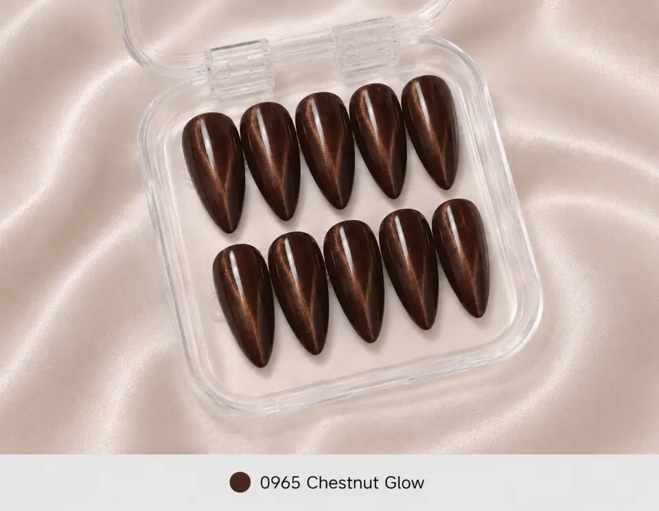 cnth-nails-press-on-nails-chestnut-glow-faux-ongles-marron-10pcs image 1