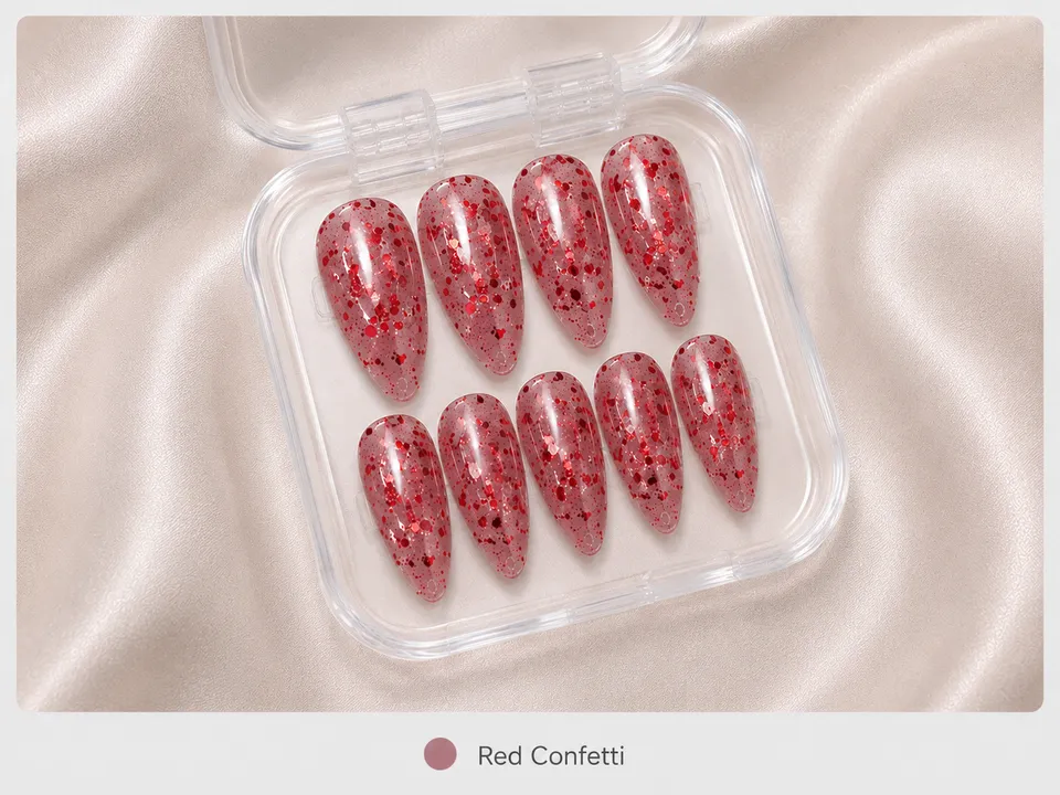 cnth-nails-red-confetti-press-on-nails-rouges-10-pcs image 1