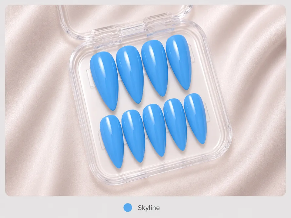 cnth-nails-press-on-nails-skyline-faux-ongles-bleus-10-pcs image 1