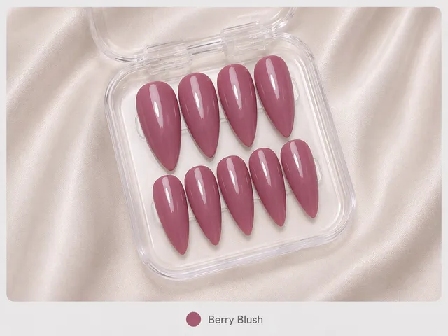 cnth-press-on-nails-berry-blush-faux-ongles-10-pcs-brillant image 1