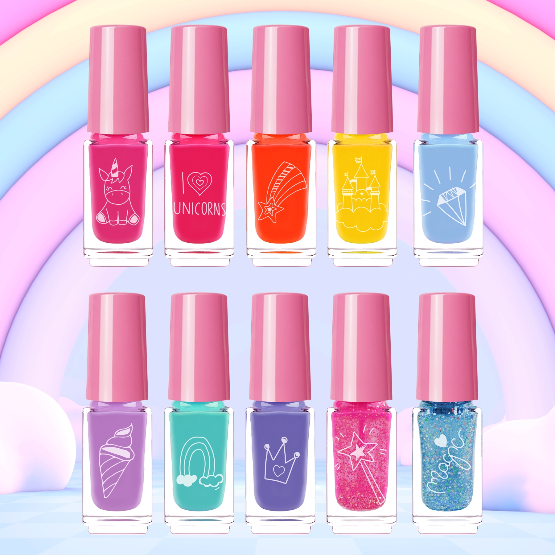 beauty4britain-kids-unicorn-set-10-vernis-ongles-enfant-pelable image 2