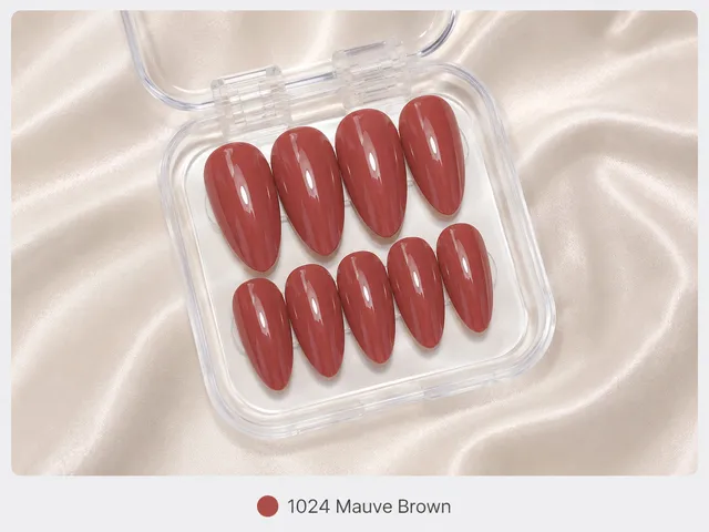 cnth-nails-press-on-nails-mauve-brown-faux-ongles-10-capsules-brillant image 1