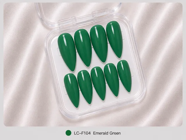 cnth-nails-press-on-nails-emerald-green-faux-ongles-10-pcs-brillant image 1