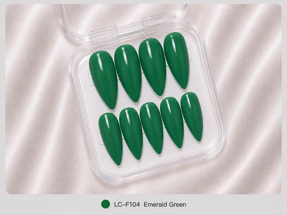 cnth-nails-press-on-nails-emerald-green-faux-ongles-10-pcs-brillant image 1