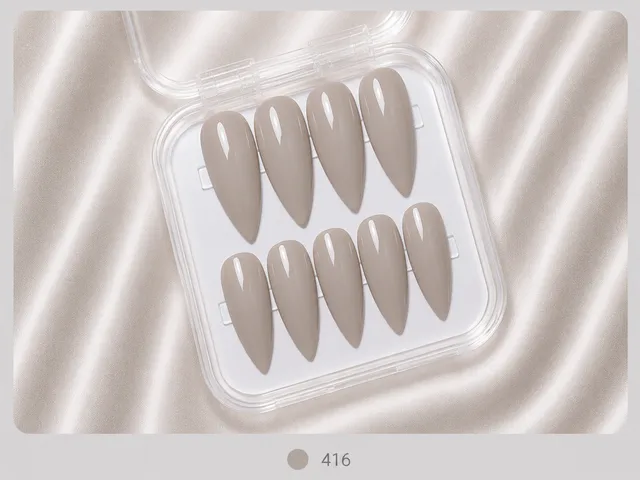 cnth-nails-press-on-nails-cream-faux-ongles-brillants-10-pcs image 1