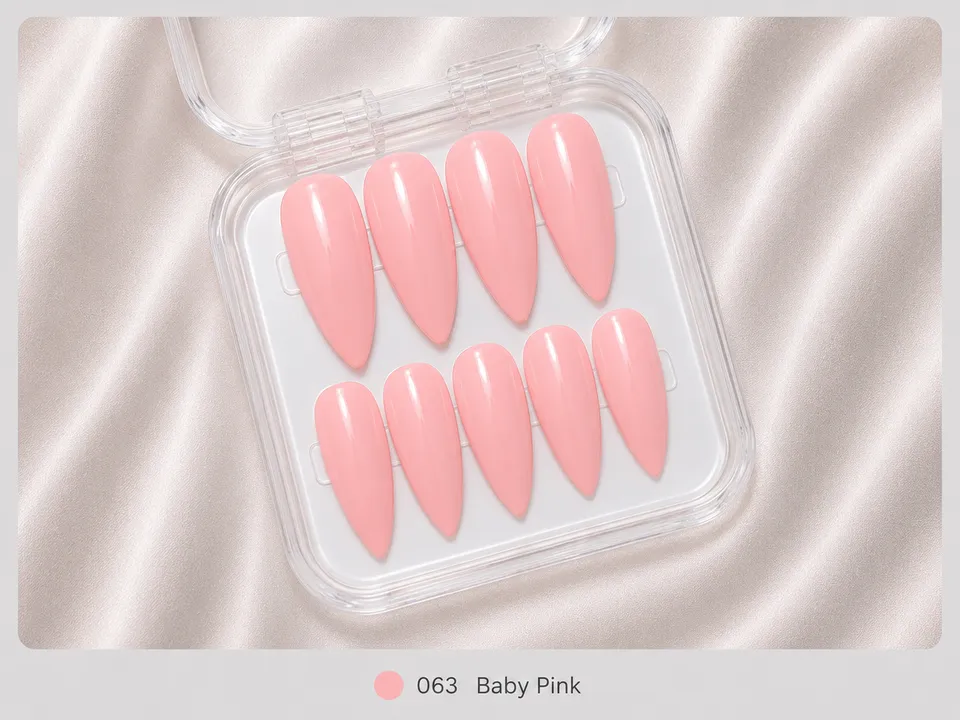 cnth-press-on-nails-baby-pink-faux-ongles-10-pcs-brillant image 1
