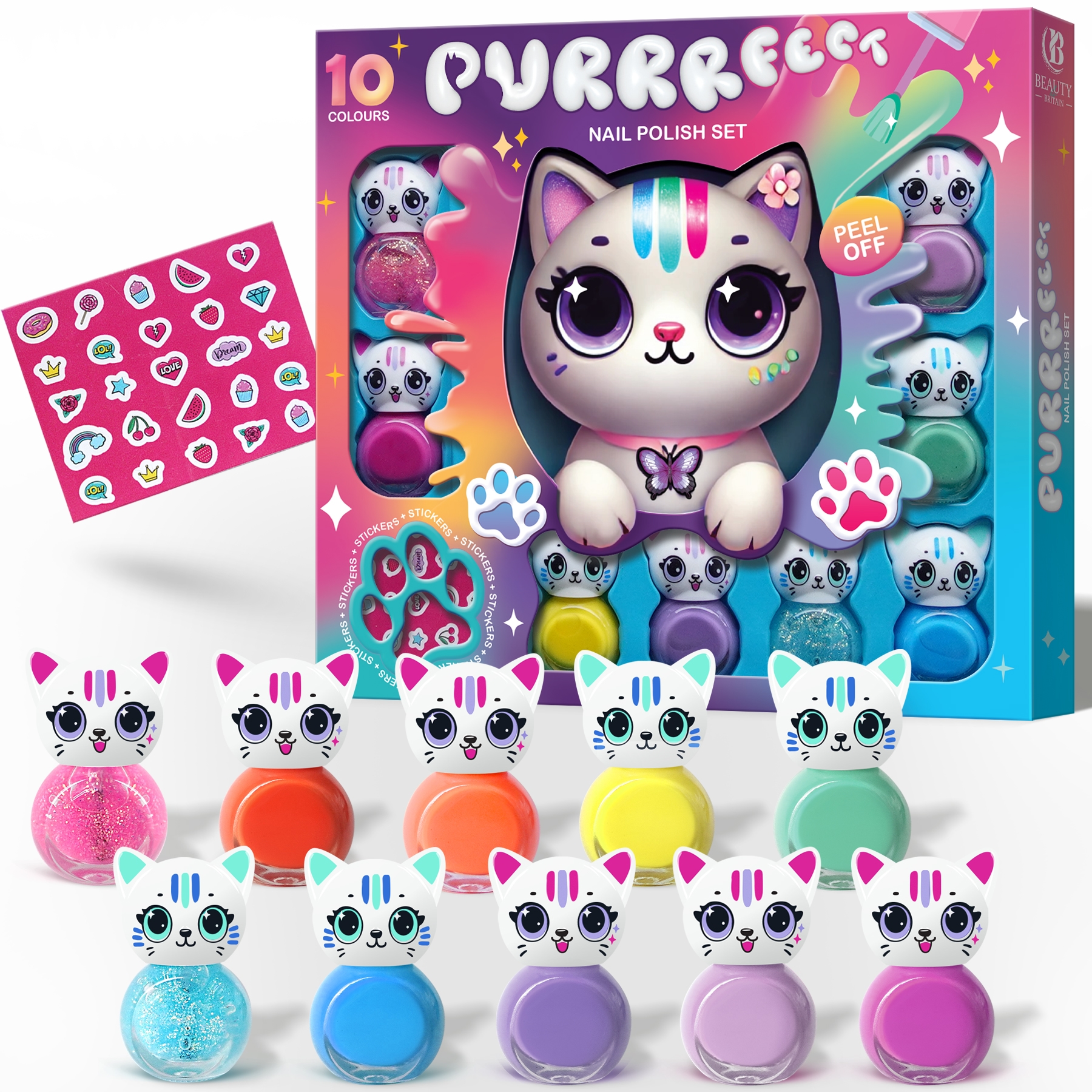 beauty4britain-kids-purrfect-cat-set-10-vernis-enfant-fraise image 4