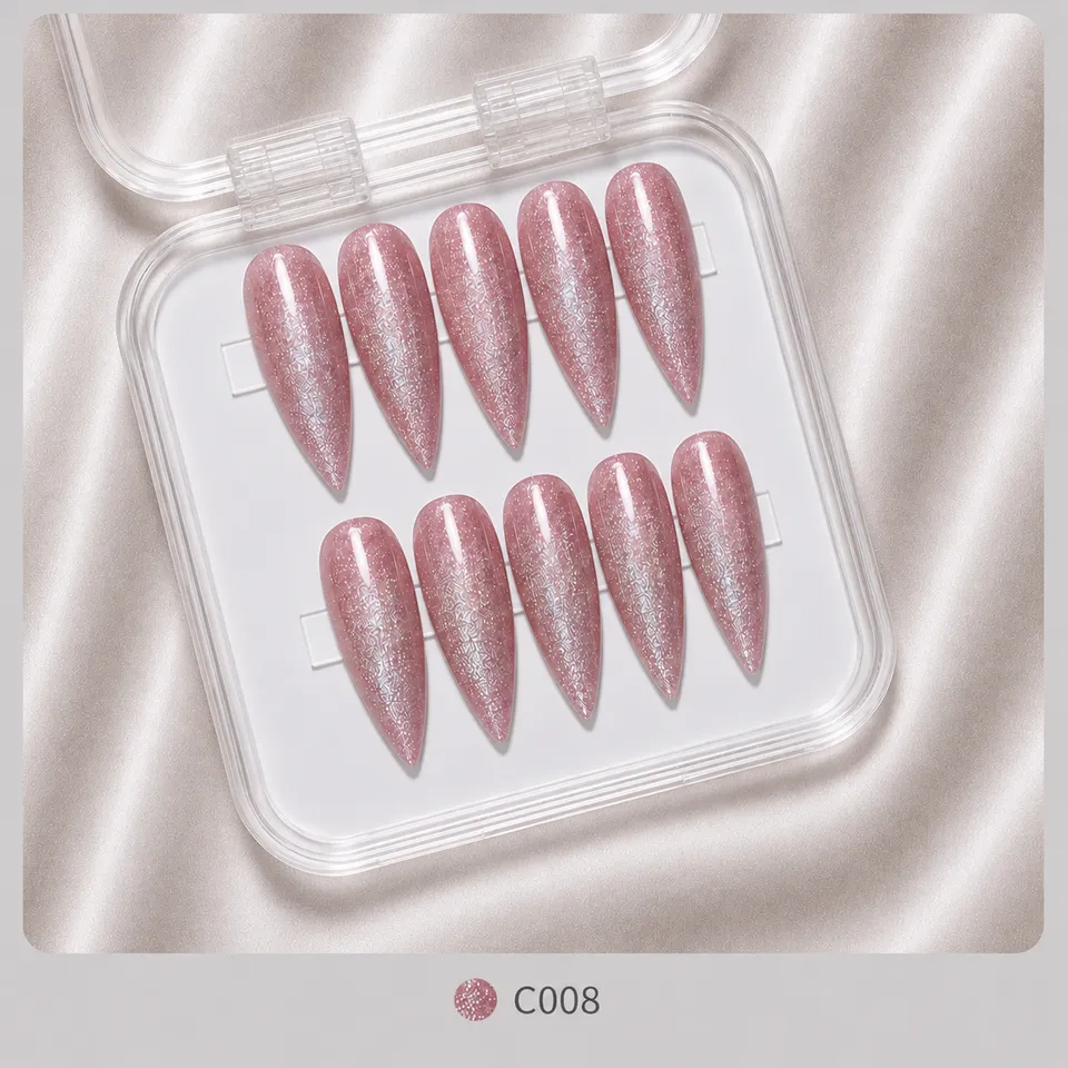 cnth-nails-press-on-nails-light-glitter-faux-ongles-10-capsules-gel image 1