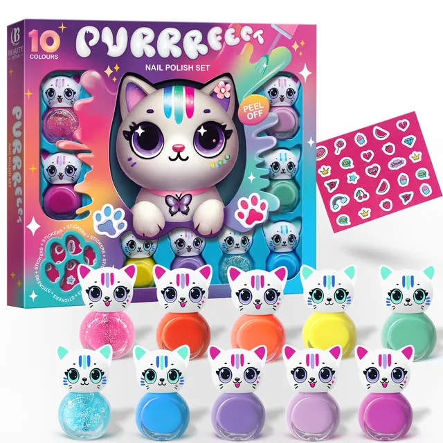 beauty4britain-kids-purrfect-cat-set-10-vernis-enfant-fraise image 1