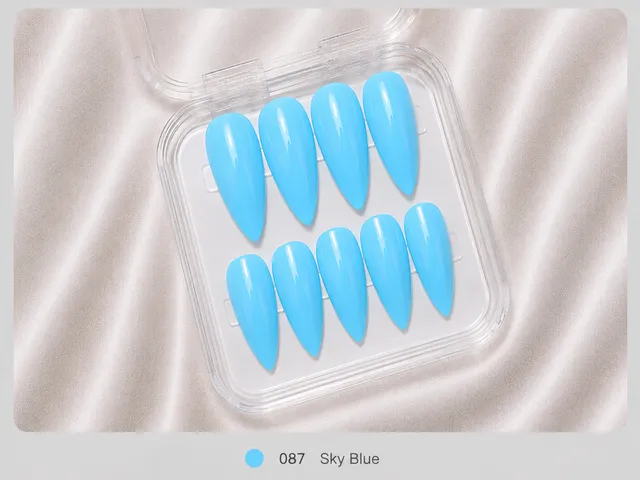 cnth-press-on-nails-sky-blue-faux-ongles-10-pcs-brillant image 1
