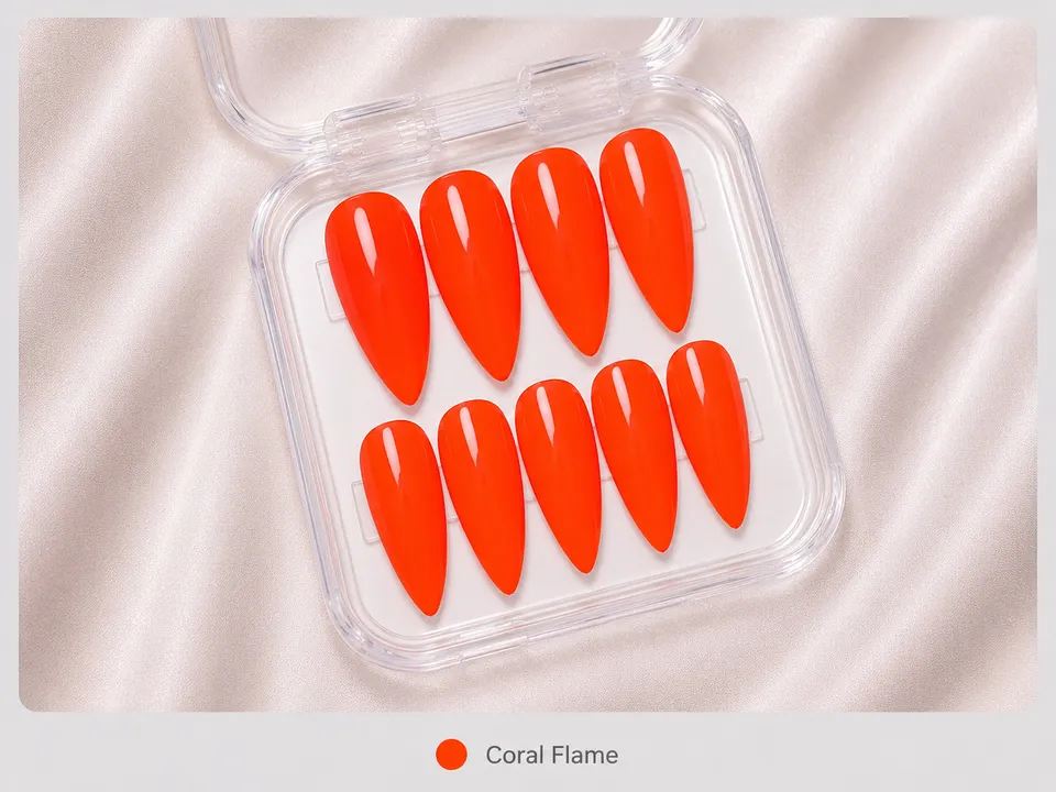 cnth-nails-press-on-nails-corail-flame-faux-ongles-10-capsules-uni image 1