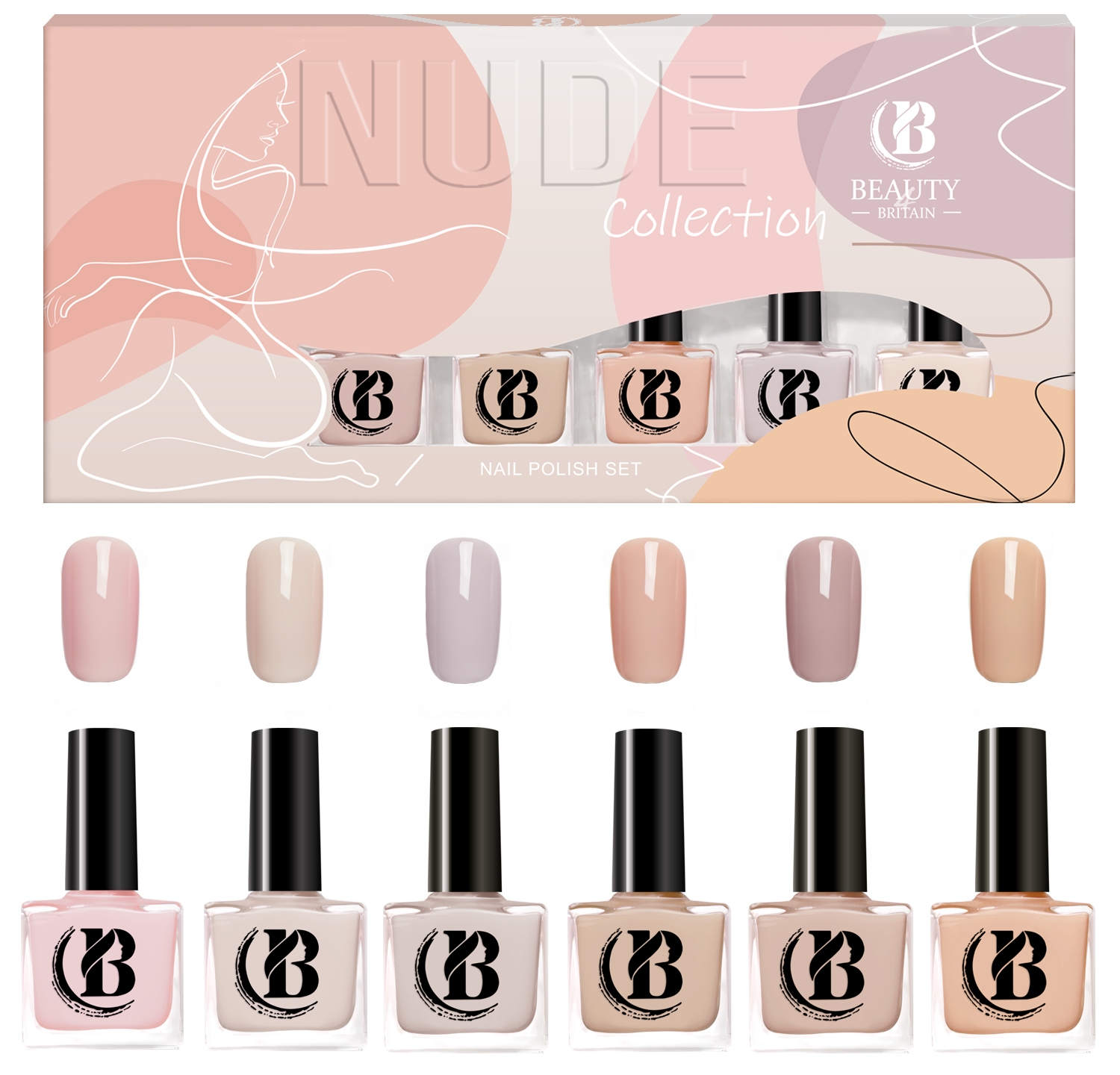 beauty4britain-nude-collection-set-6-vernis-ongles-nude-vegan image 1