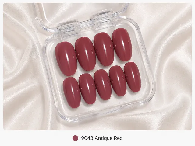 cnth-nails-press-on-nails-antique-red-faux-ongles-rouge-10-pcs image 1