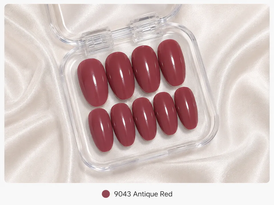 cnth-nails-press-on-nails-antique-red-faux-ongles-rouge-10-pcs image 1