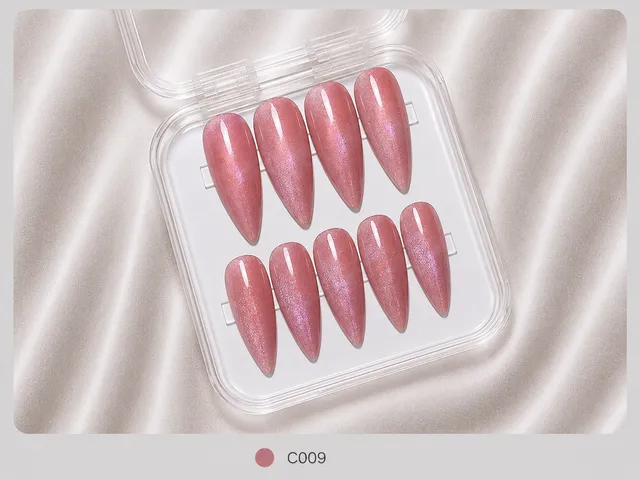 cnth-nails-press-on-nails-rose-glitter-faux-ongles-10-capsules-gel image 1