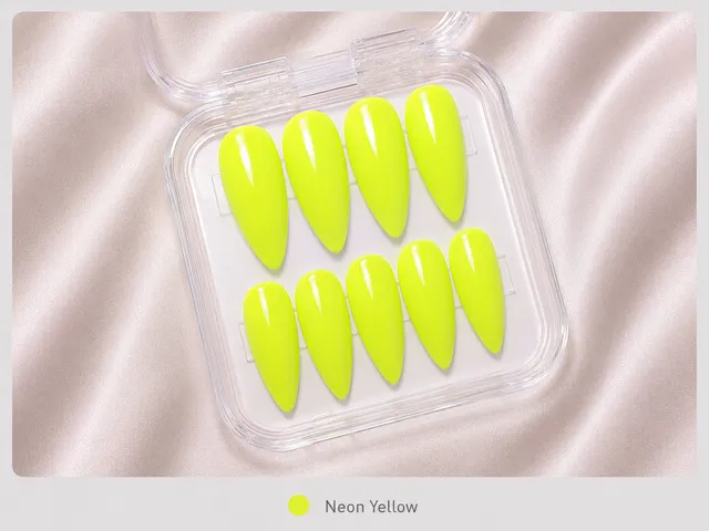 cnth-nails-press-on-nails-neon-yellow-faux-ongles-jaune-n-on-x10 image 1