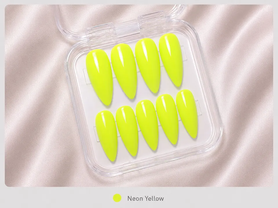 cnth-nails-press-on-nails-neon-yellow-faux-ongles-jaune-n-on-x10 image 1