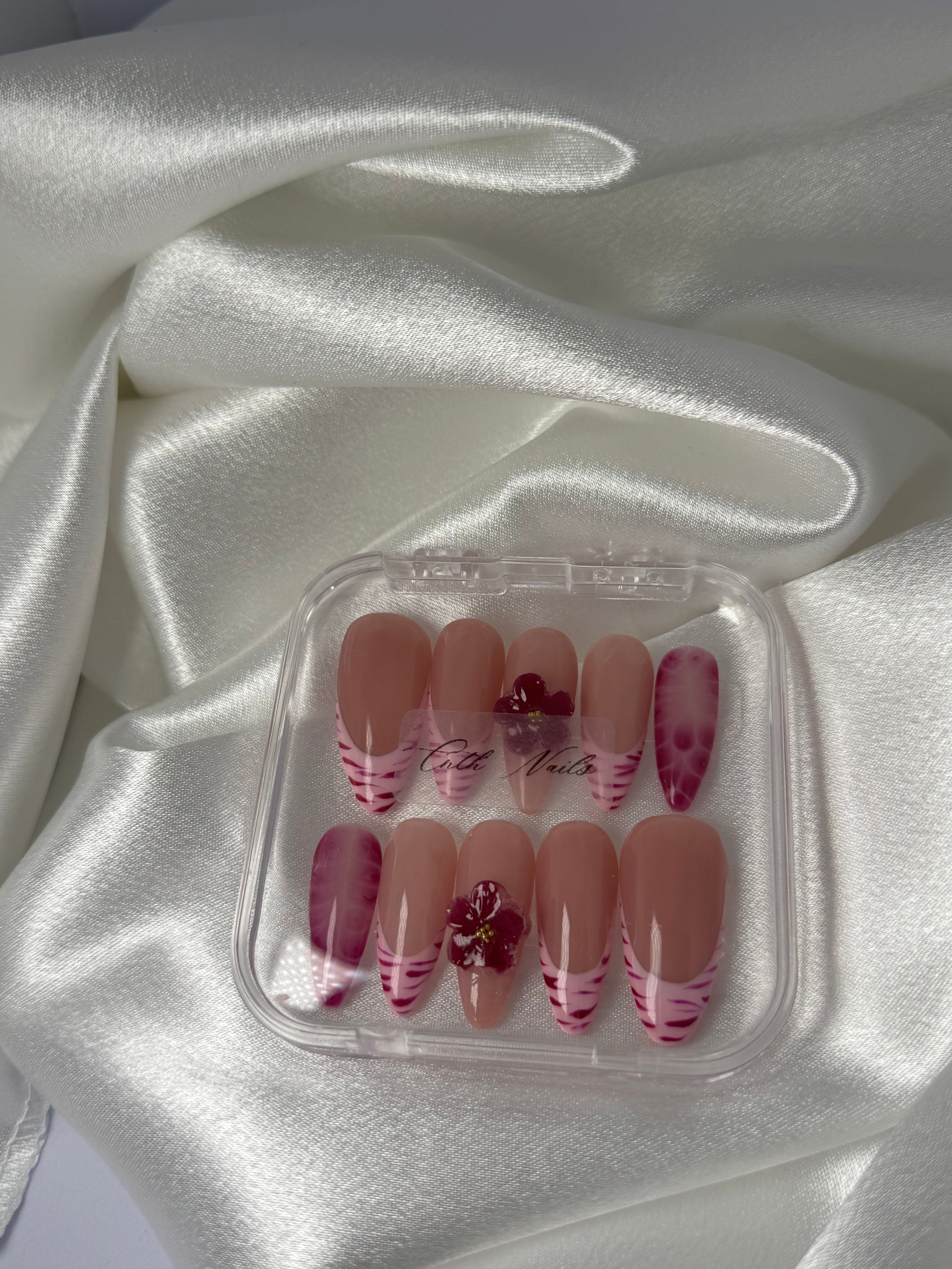 cnth-nails-press-on-nails-aline-faux-ongles-french-fleur-3d-10-pcs image 3