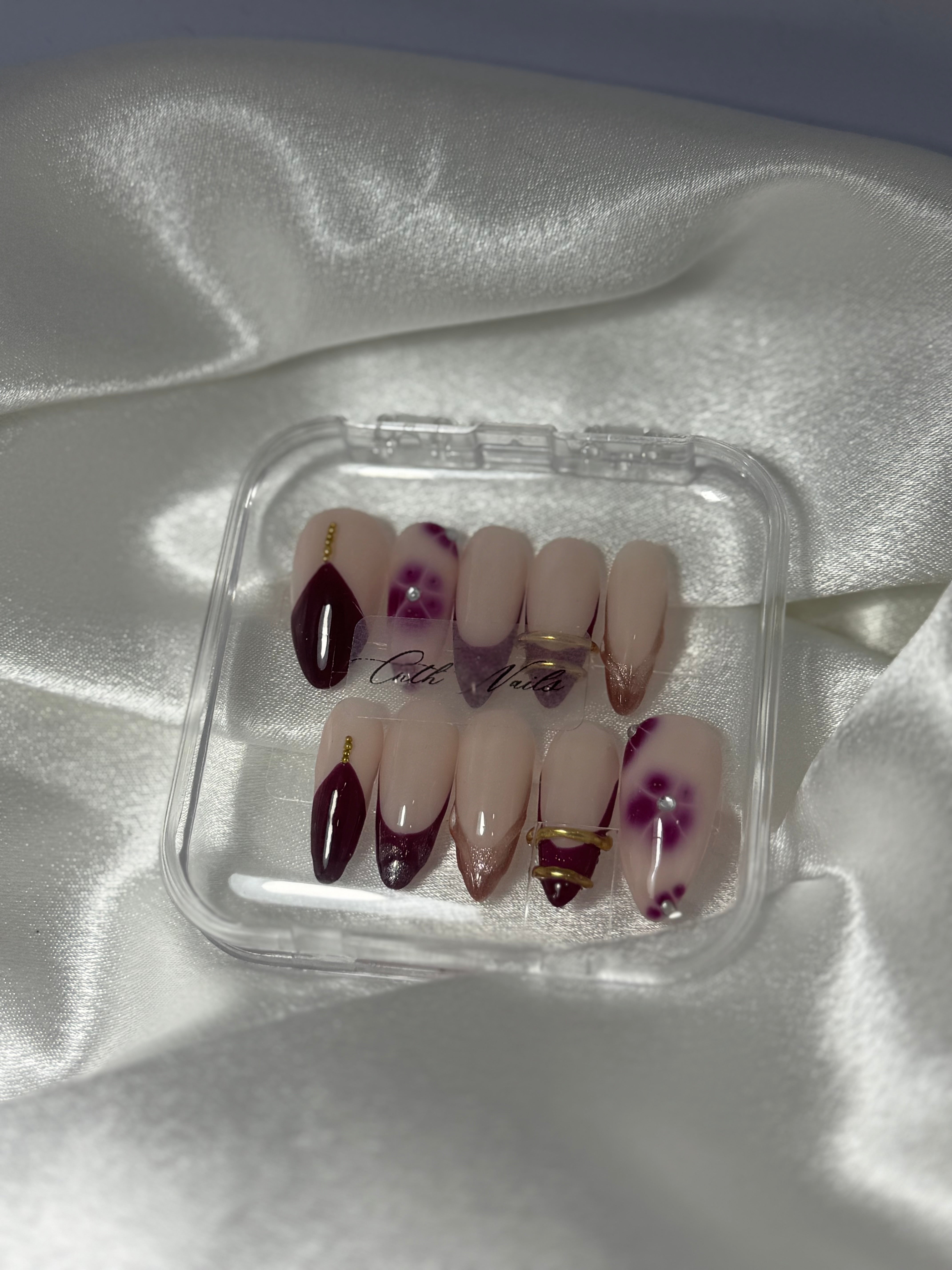 cnth-nails-ruby-faux-ongles-french-fleur-3d-10-pcs image 2