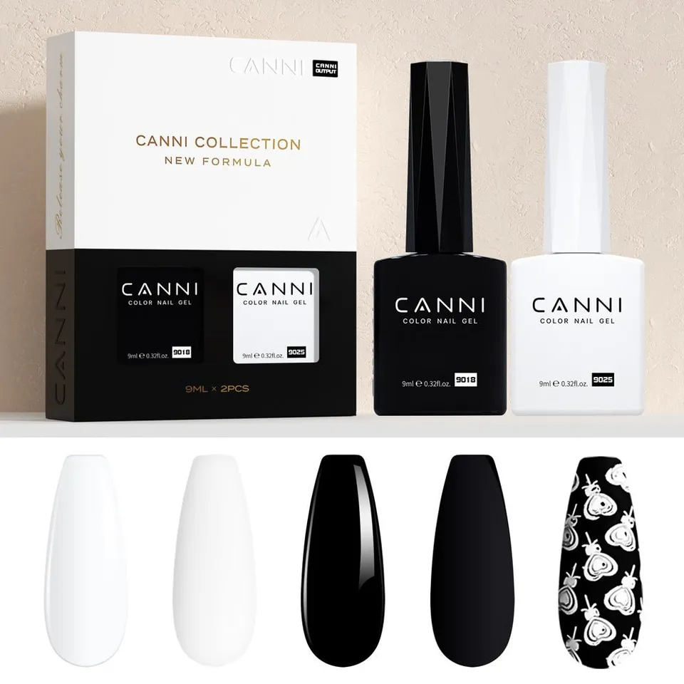 canni-kits-9ml-black-white-set-vernis-semi-permanent-noir-blanc image 1