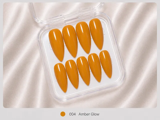 cnth-press-on-nails-amber-glow-faux-ongles-10-pcs-brillant image 1