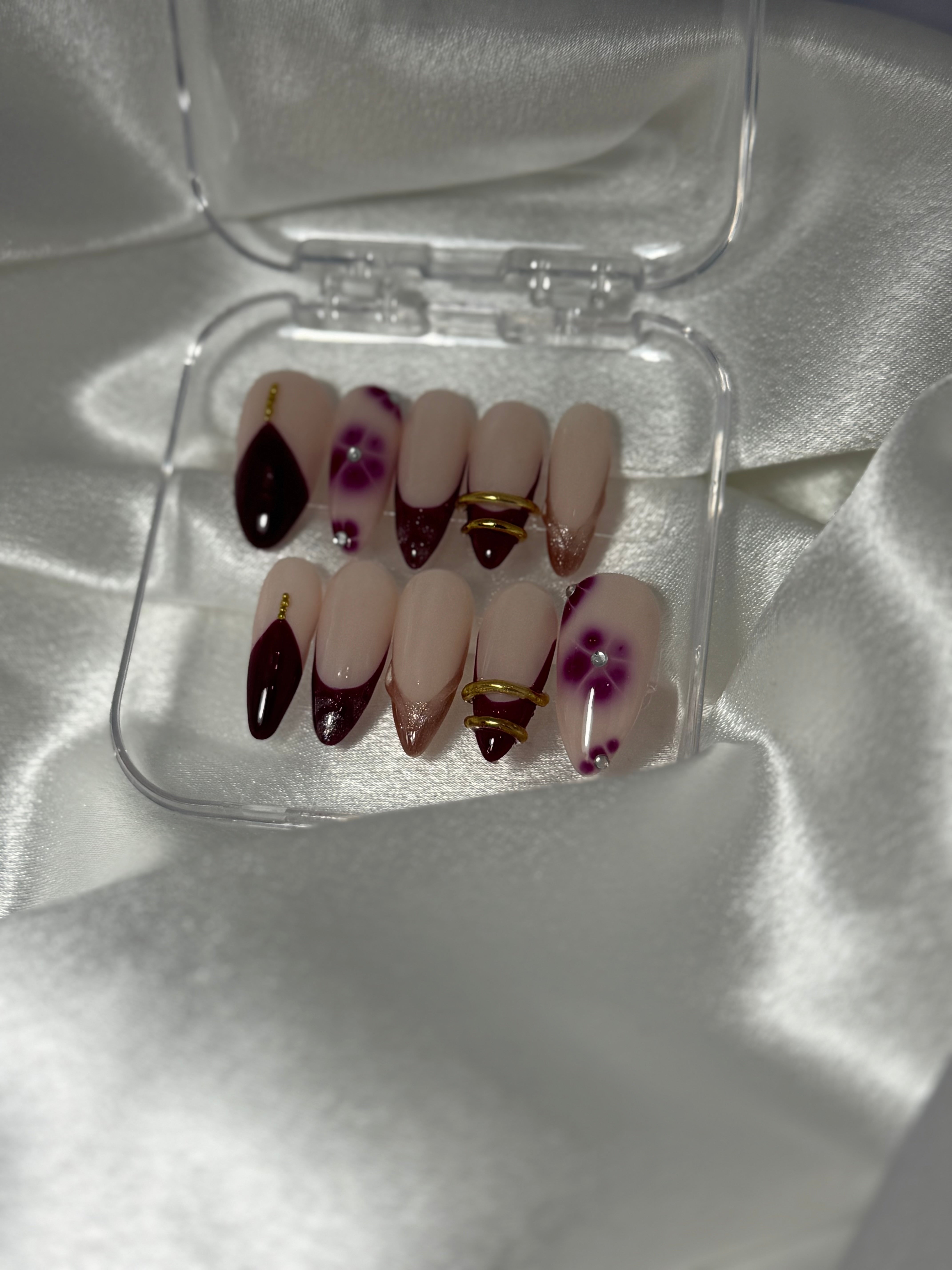 cnth-nails-ruby-faux-ongles-french-fleur-3d-10-pcs image 1