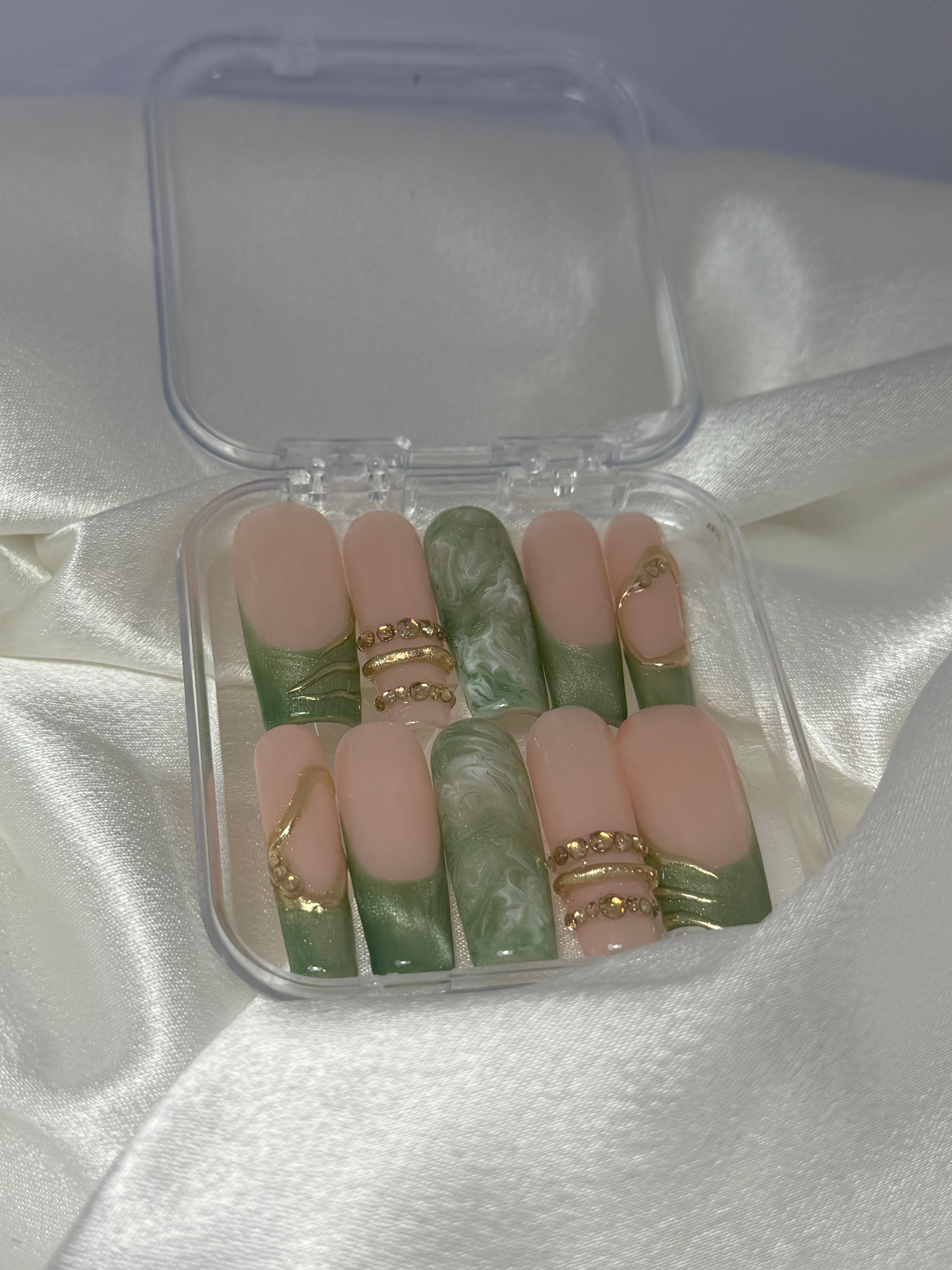 cnth-nails-jade-press-on-nails-french-marbr-10-pi-ces image 1