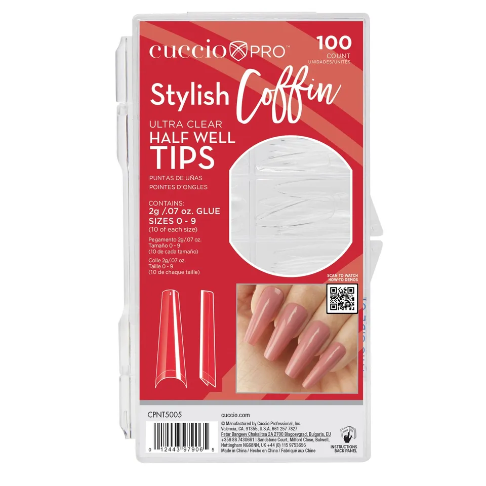cuccio-pro-half-well-capsules-ongles-coffin-x100-transparent image 1