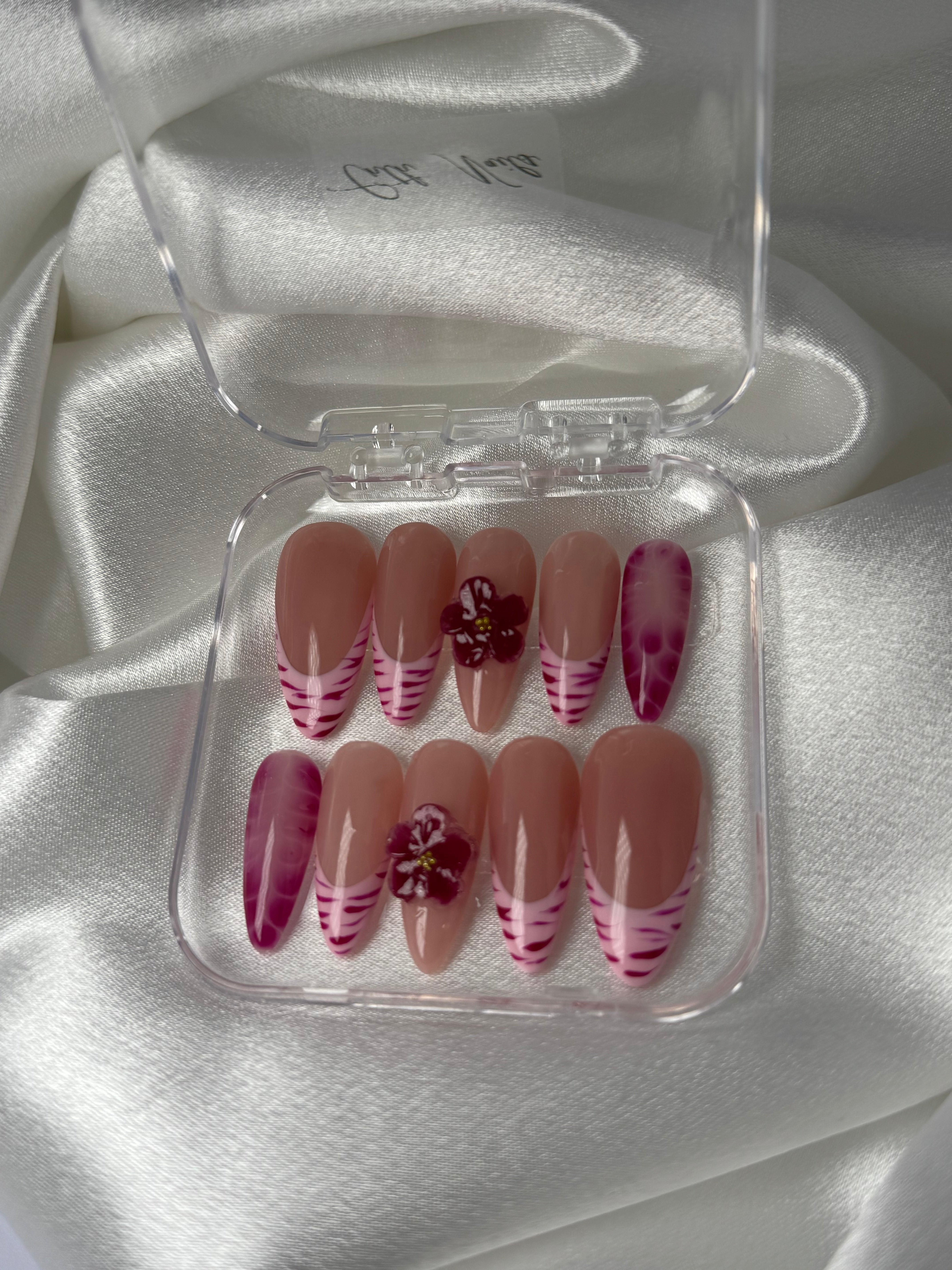 cnth-nails-press-on-nails-aline-faux-ongles-french-fleur-3d-10-pcs image 2