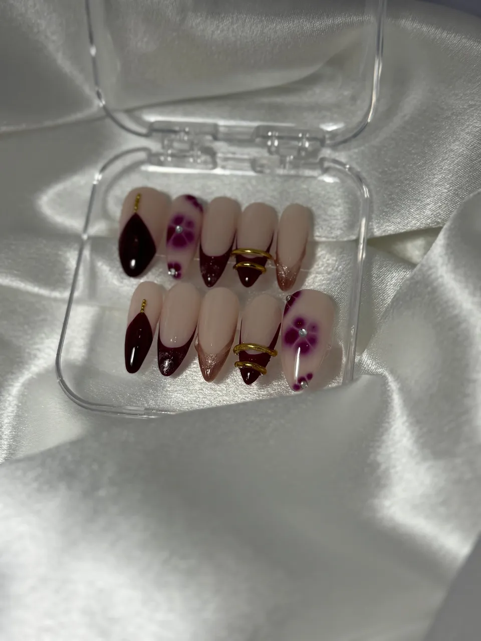 cnth-nails-ruby-faux-ongles-french-fleur-3d-10-pcs image 1