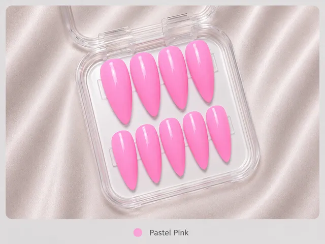 cnth-press-on-nails-pastel-pink-faux-ongles-10-pcs-brillant image 1