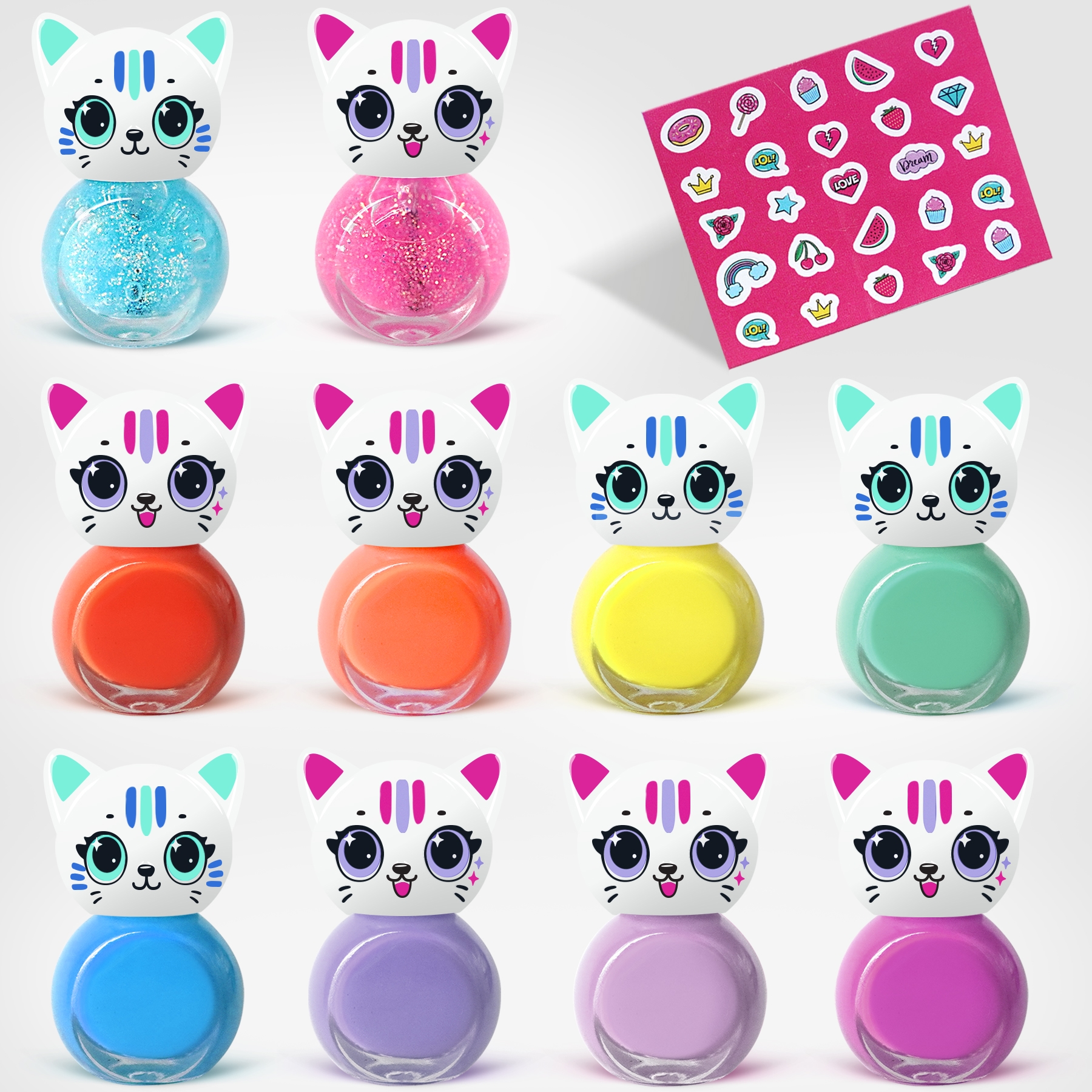 beauty4britain-kids-purrfect-cat-set-10-vernis-enfant-fraise image 2
